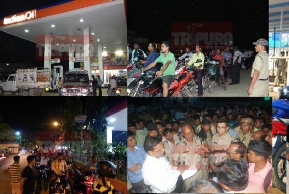 Petrol drought, massive Fuel crisis in Manik Sarkarâ€™s â€˜goldenâ€™ Tripura : fuel demand spiked at Dharmanagar after 35 tankers entered via Churaibari in midnight 
